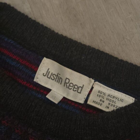 Vintage Mens Sweater Size XL Gray Justin Reed Long Sleeve Y2K 80s 90s - Picture 7 of 7